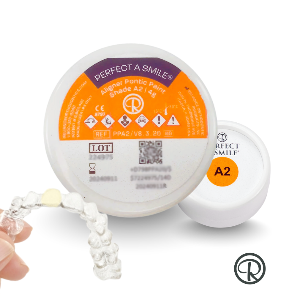 Reliance, Perfect A Smile Pontic Paint, PPA2, orthodontics, aligner, invisaligne, clear correct, acrilic pontic paint, plastic paint, Savaria-Dent