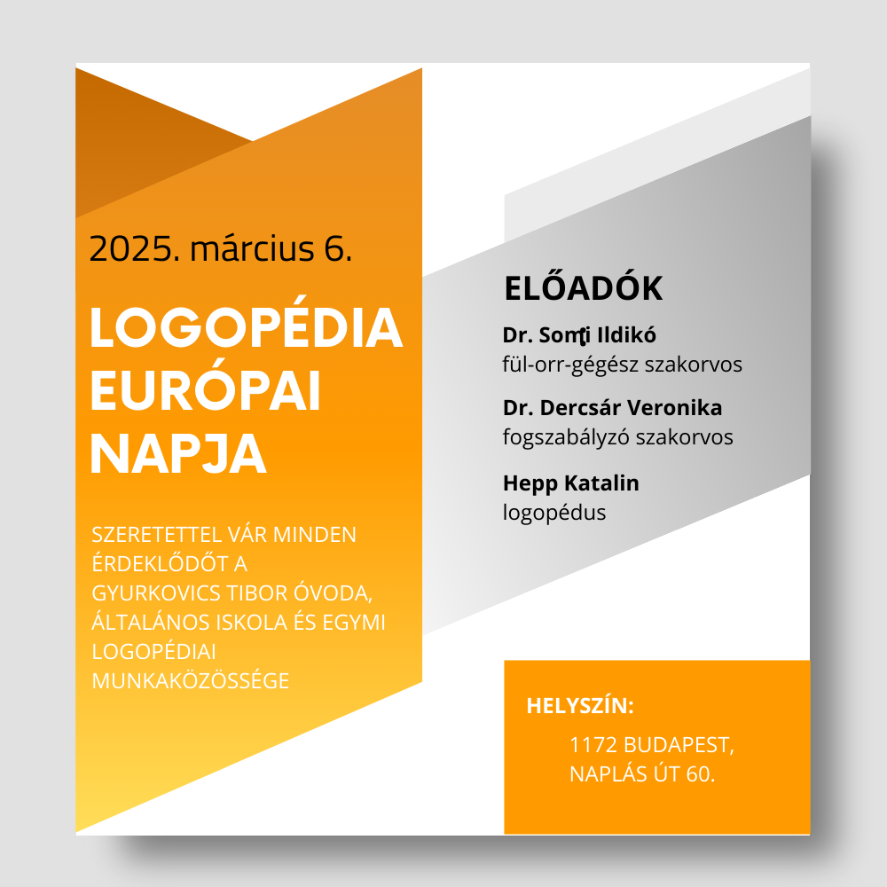 LOGOPÉDIA EURÓPAI NAPJA 2025. MÁRCIUS 6. Budapest -  Előadók: Dr. Somi Ildikó, Dr. Dercsár Veronika, Hepp Katalin